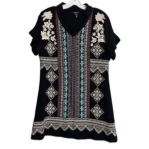 Andre by Unit Embroidered Black Women's Top S